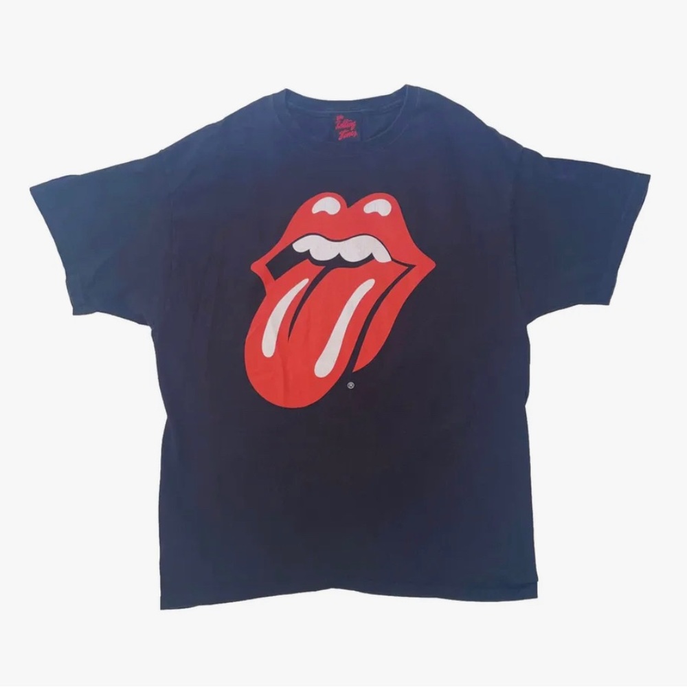 The Rolling Stones Red Hot Lips Logo Black T-Shirt TONGUE Size: Men’s Large